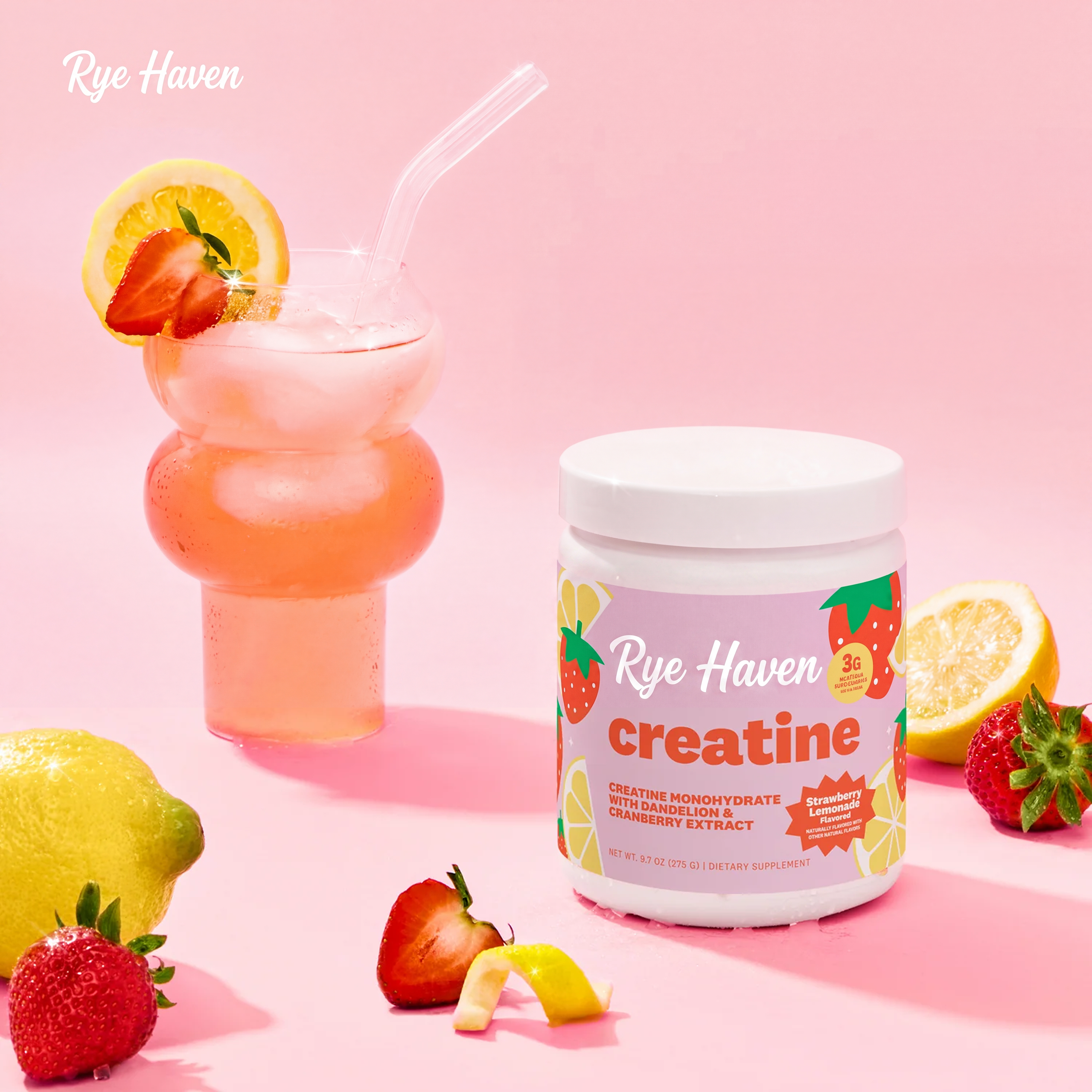 Creatine for Women - Creatine Monohydrate with Dandelion & Cranberry Extract (50 Servings, Strawberry Lemonade)
